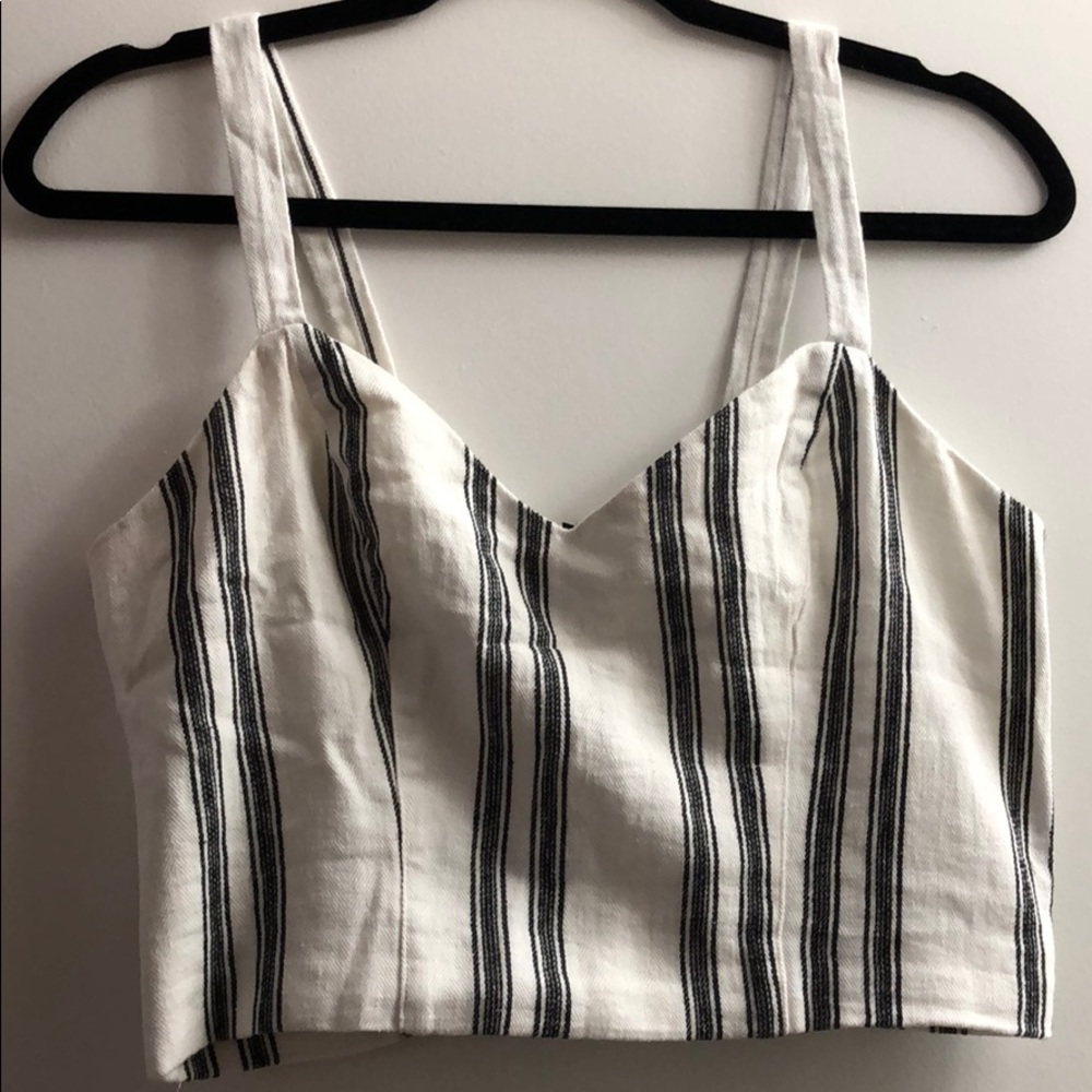 White black stripes crop tank NWT